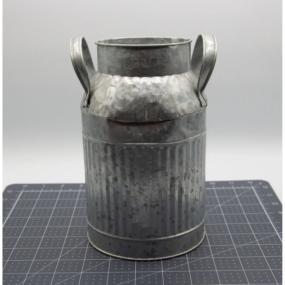 Ashland Galvanized Metal Decorative Milk Jug Farmhouse‎ Ribbed Vase